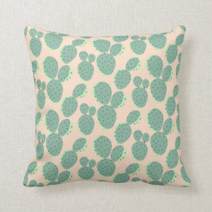 Green & Pink Cactus Pattern Cushion
