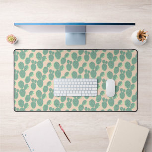 Green & Pink Cactus Pattern Desk Mat