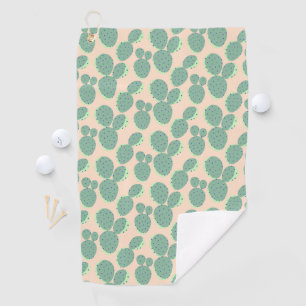Green & Pink Cactus Pattern Golf Towel