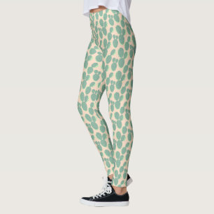 Green & Pink Cactus Pattern Leggings