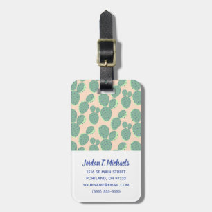 Green & Pink Cactus Pattern Luggage Tag