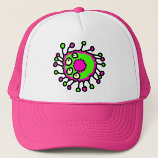 Green & Pink Cartoon Germ Trucker Hat