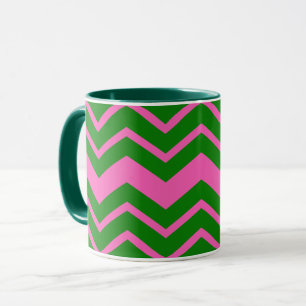 Green Pink Chevron Zigzag Design  Mug
