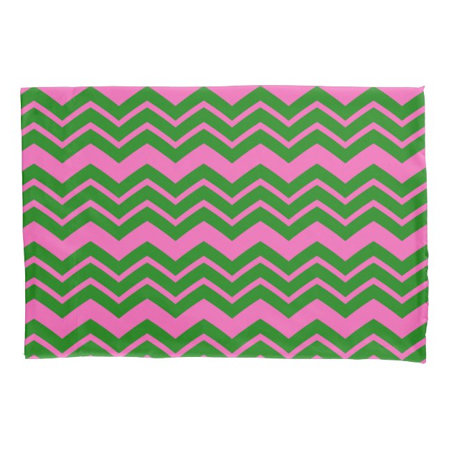 Green Pink Chevron Zigzag Design  Pillowcase (Front)
