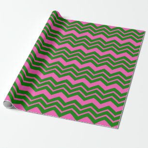 Green Pink Chevron Zigzag Design  Wrapping Paper