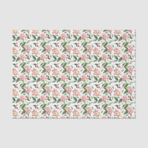 Green Pink Christmas Flowers Watercolor Tissue Paper