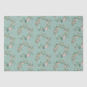 Green Pink Christmas Wreath Tissue Paper