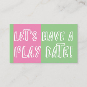 Green & Pink Colour Block Playful Play Date Calling Card