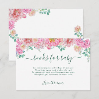 Green & Pink Floral Watercolor books for baby Enclosure Card