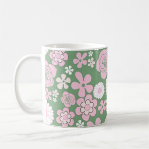 Green Pink Floral Whimsical Y2K Spring & Summer  Coffee Mug
