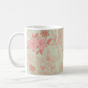 Green Pink Floral Whimsical Y2K Spring & Summer  Coffee Mug