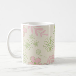 Green Pink Floral Whimsical Y2K Spring & Summer  Coffee Mug