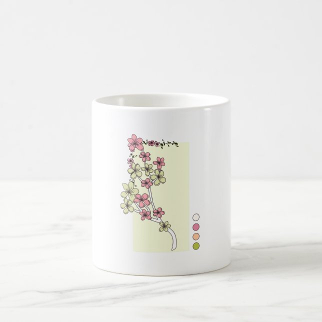 Green Pink Flowers Mug (Center)