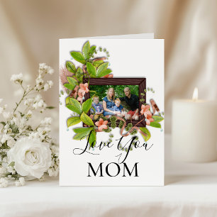 Green Pink Flowers Picture Frame Add a Photo Card