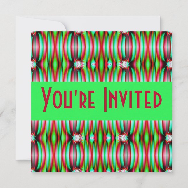 green pink fractal invitation (Front)