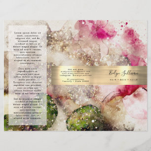 Green pink glitter watercolor brochure