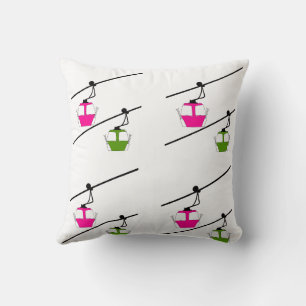 Green & pink gondolas throw pillow