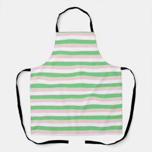 Green Pink Horizontal Stripe Pattern Apron