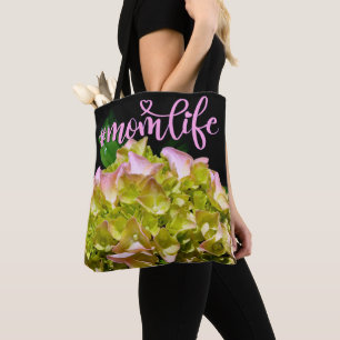 Green pink Hydrangea pink flower yellow flower Tote Bag