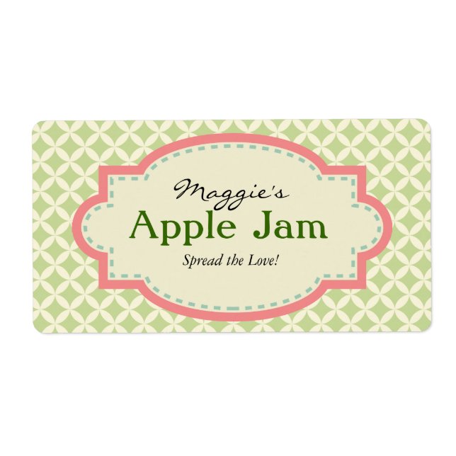 Green Pink Jam Jar Labels (Front)