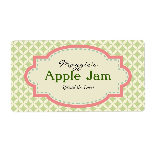 Green Pink Jam Jar Labels, Custom (Front)