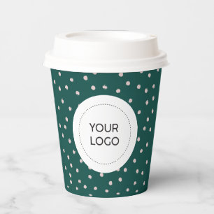 Green & Pink Minimal Business Logo Custom Paper Cups