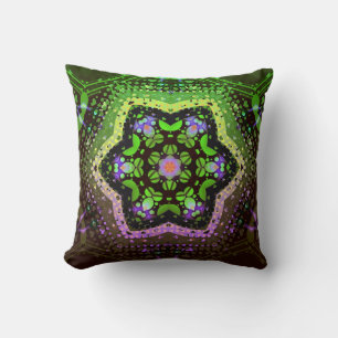Green Pink Ombre Geometric Decorative Cushion