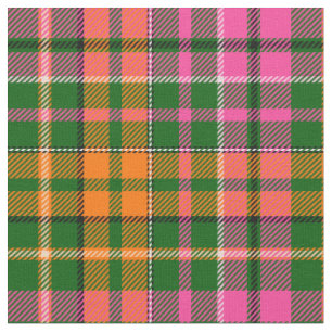 Green Pink Orange Plaid Tartan Design Fabric