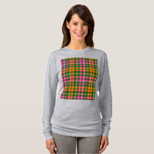 Green Pink Orange Plaid Tartan Design T-Shirt