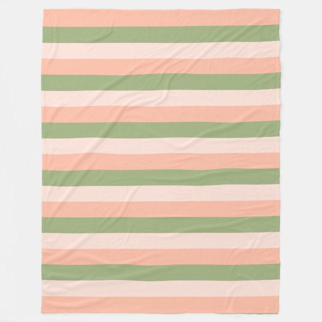 Green Pink Orange Striped Elegant Trendy Template Fleece Blanket (Front)