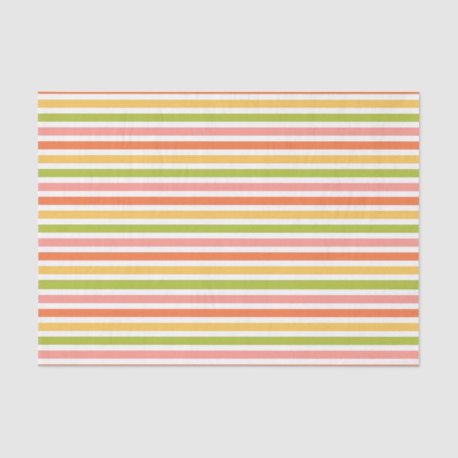 GREEN  PINK ORANGE YELLOW STRIPES TISSUE PAPER (Front)