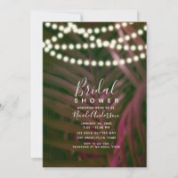 Green Pink Palm Leaves Lights Bridal Shower