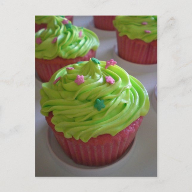 Green Pink party shower Cupcakes Postcards (Front)