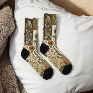 Green & Pink Patchwork Quilt Rustic Quilt Boho Socks