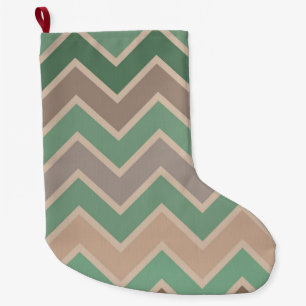 Green Pink Peach Chevron Large Christmas Stocking