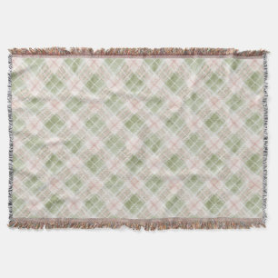 Green Pink Plaid Stripes Birthday Throw Blanket