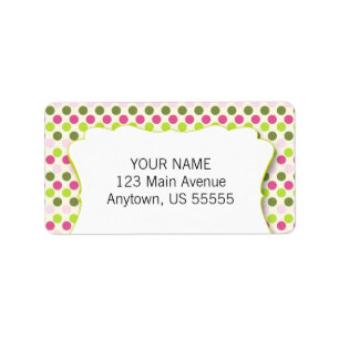 Green & Pink Polka Dot Pattern Label