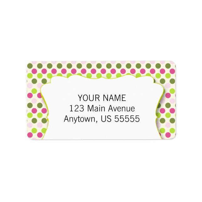 Green & Pink Polka Dot Pattern Label (Front)