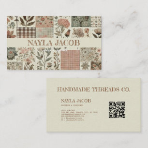Green Pink Quilt and Patchwork Handmade Clothing  Business Card