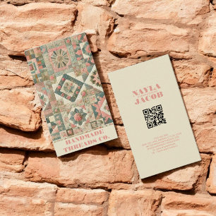 Green Pink Quilt and Patchwork Handmade Clothing Business Card