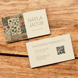 Green Pink Quilt and Patchwork Handmade Clothing  Business Card