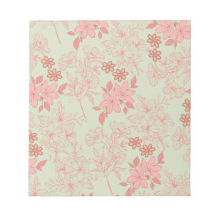 Green Pink Retro Y2K 70s Flower Pattern Notepad