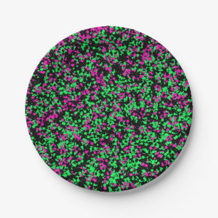 Green Pink Splattered Paint Paper Plate