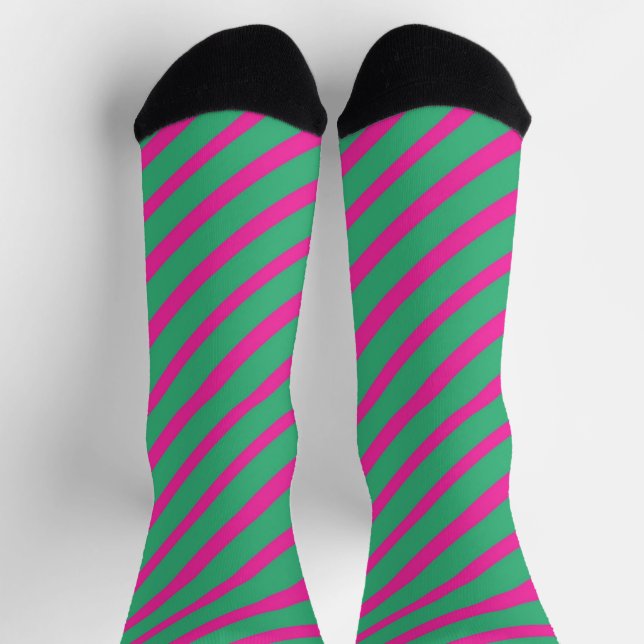 Green & Pink Striped Retro Cool Classic for Her Socks (Top)