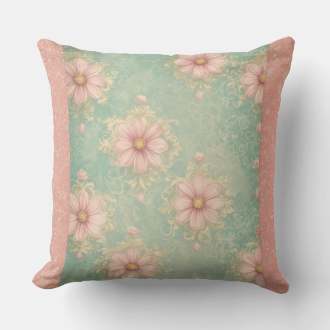 Green & Pink Style and Comfort Throw Pillow (Front)