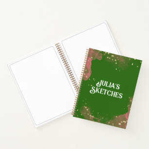Green Pink Swirl Personalised Book for Sketching
