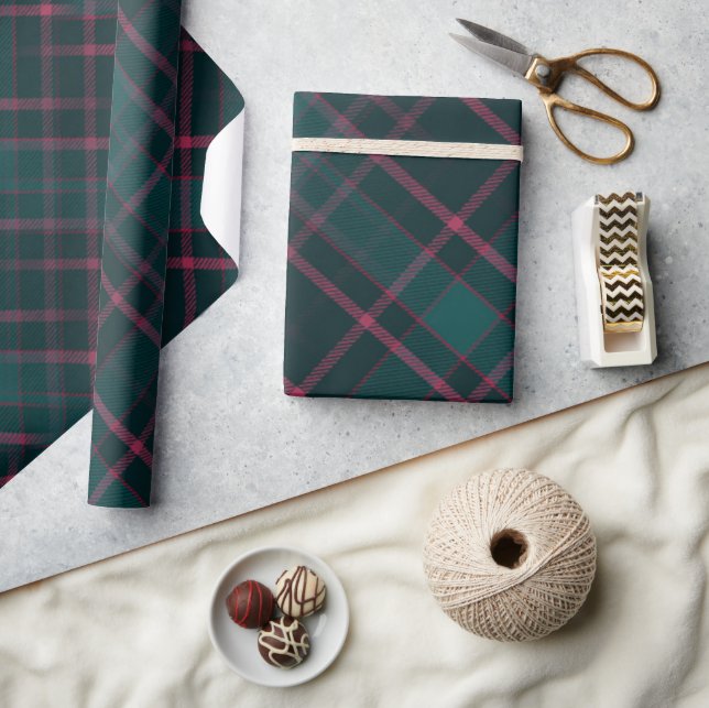 Green & Pink Tartan | Modern Plaid Christmas Wrapping Paper (Crafts)