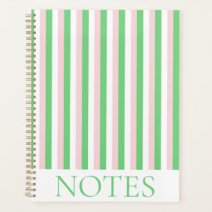 Green & Pink Vertical Stripe Modern Minimalist Planner
