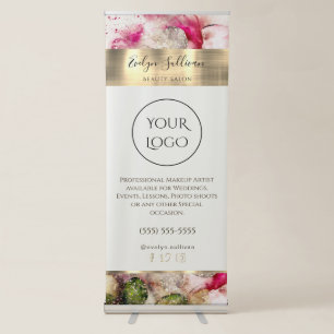 Green Pink Watercolor Retractable Banner