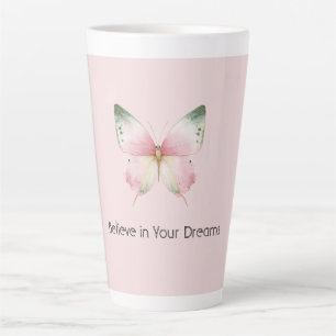 Green Pink White Mint Butterfly Latte Mug